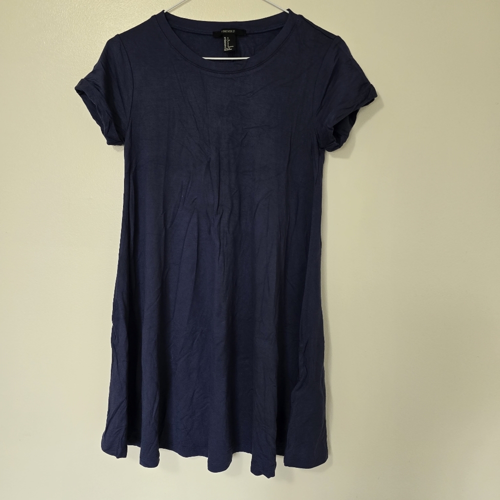 Forever 21 Navy Blue Short Sleeve T-shirt Dress Size Small